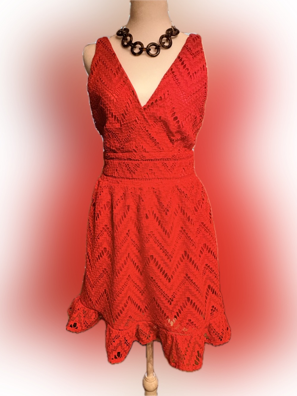 NWT Sugar Lips Red Lace Eyelet Party Dress XS